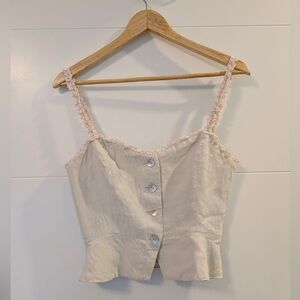 ‘Le Fou’ Wilfred Peplum Bustier Top with Lace Straps & Shell Buttons - 6